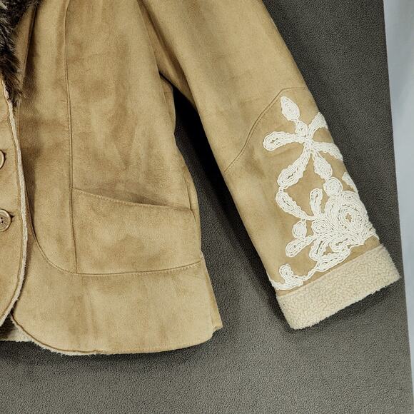 Inc International Concepts PM Faux Fur Jacket Womens Camel Lavish WC Embroidered - Picture 11 of 14